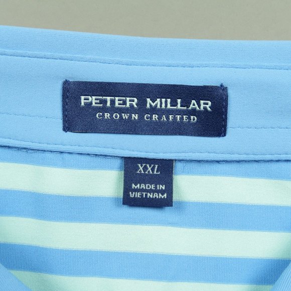 Peter Millar Crown Bass Performance Jersey Polo Shirt Baltic Blue Sea Sage 2XL - Picture 6 of 8